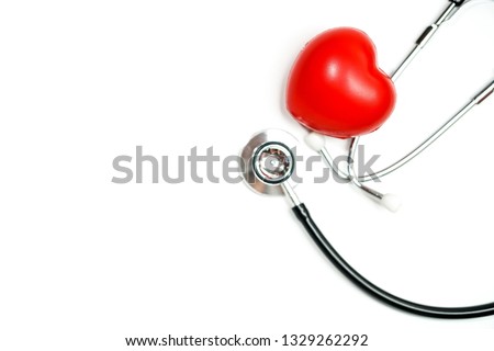  Composition with medical stethoscope on white background. Health care concept - Image Royalty-Free Stock Photo #1329262292