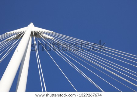 White bridge support on deep blue sky background - Image