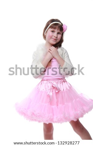 Charming little dancer on white background on Beauty and Fashion