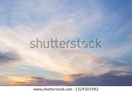 Beautiful sky and cloud with shining light in sunset