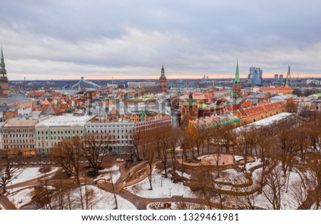 Aerial winter Riga, Latvia.