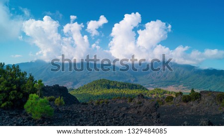 la Palma, Canary Islands Clouds forming on mountains in valley