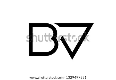 black and white alphabet letter logo combination bv b v design suitable for a company or business
