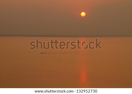 sunset at ubolratana  dam Thailand