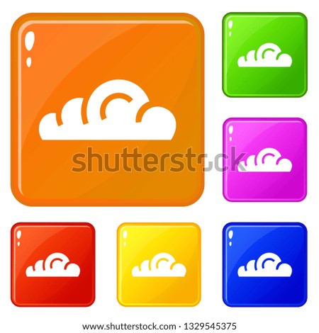 App cloud icons set collection vector 6 color isolated on white background