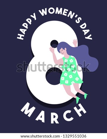 Happy International Women's Day, 8th March, Women Power Illustrated By Hand - Vector Eps