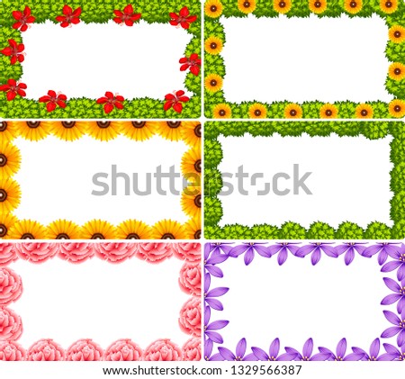 Set of flower border illustration