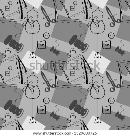 seamless pattern for seamstress. female background. 