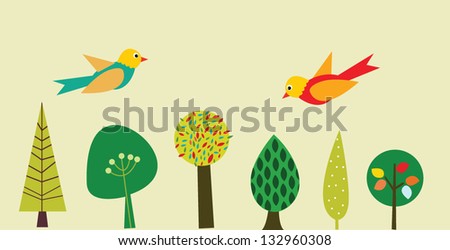 lovely birds and tree greeting card
