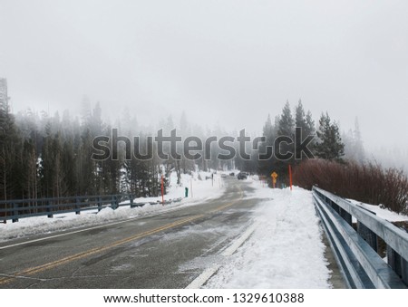 Snowy road on a cold day.