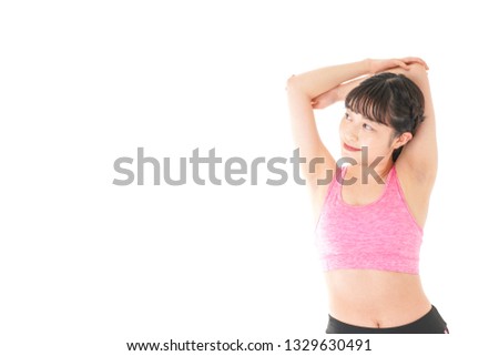 Young woman warming up