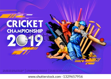 illustration of batsman playing cricket championship sports 2019 Royalty-Free Stock Photo #1329657956