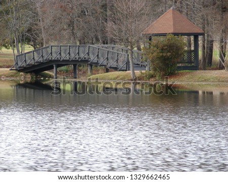 park with gazebo and bridge