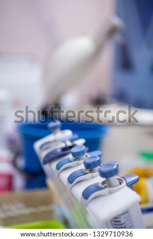 Various volumes of auto-pipette  for laboratory experimental (spot selection)