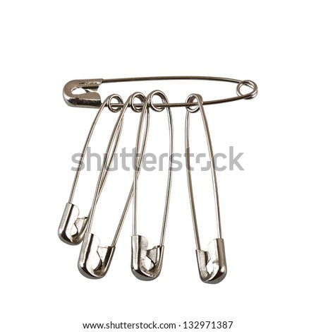 series of safety pin isolated on white background. ( clipping path ) Royalty-Free Stock Photo #132971387