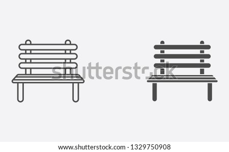 Bench outline and filled vector icon sign symbol