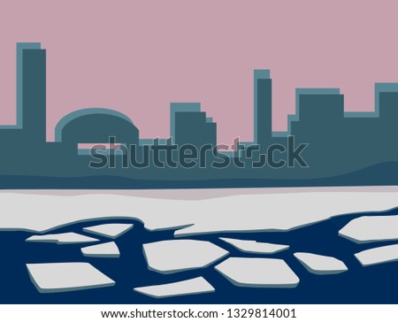 broken ice on the river