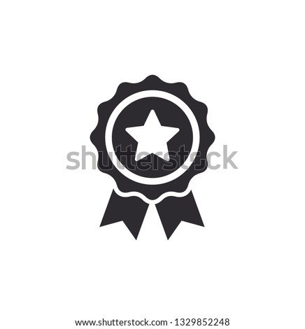 Achievement badge. Certificate icon. Premium quality. Profile Verification. Achievement or award grant. Gold seal. Gold medal. Medal with a star. Star icon. Quality checking. Guarantee. Star icon. Royalty-Free Stock Photo #1329852248