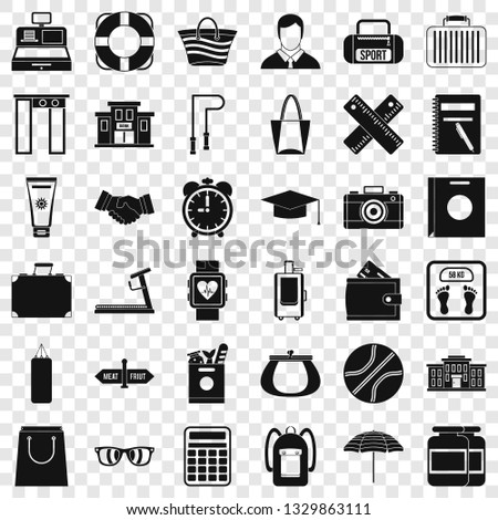 Bag icons set. Simple style of 36 bag vector icons for web for any design