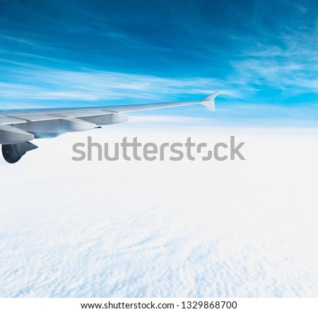 aircraft Wing Photo taken with tour operators Pictures for adding text or website frames Travel concept