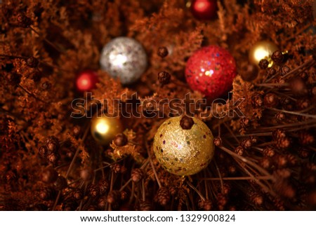 decoration ball for celebrate on brown grass.