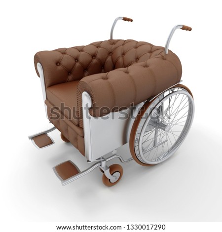 
3D rendering of a leather club designer wheelchair
