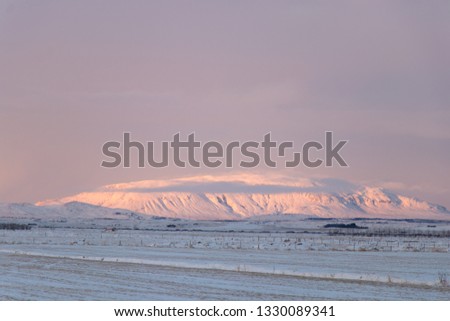 Winter sunset in the mountains