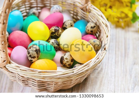 Easter photo. Happy easter. Eggs Selective focus holiday