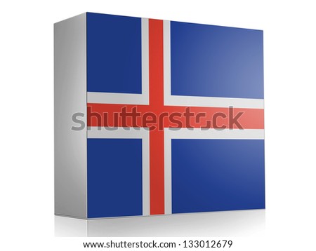 Iceland. Icelandic flag  on white box icon