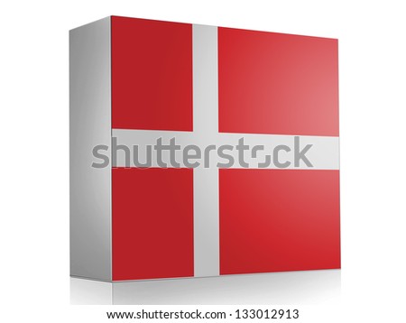 Denmark. Danish flag  on white box icon