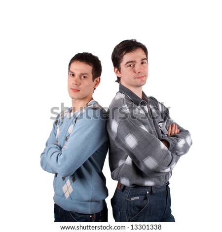 Two young men isolated on white