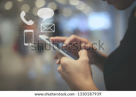 woman using smart phone, Social media concept.