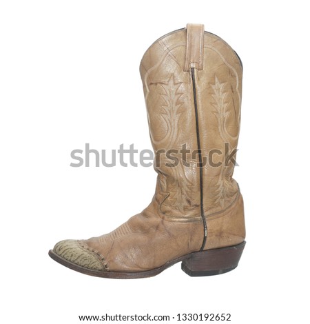 Cowboy's boots from a natural leather