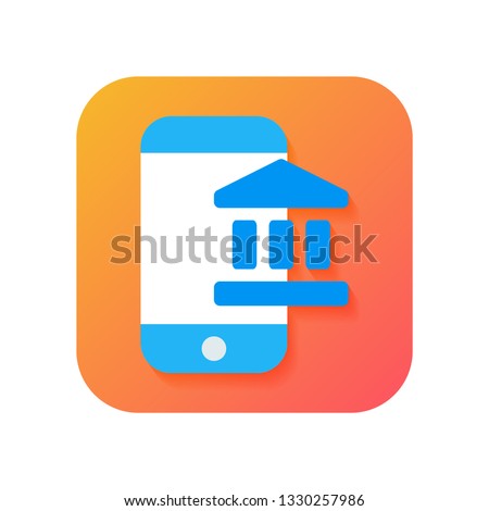 Mobile banking, online banking, online payment icon. Modern Icon in Flat style on Gradient background. Vector icon for any purposes, suitable for business, finance theme
