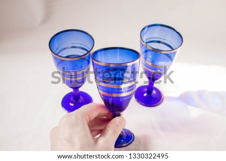Glasses for wine on white background. Three glasses of wine. Mock up glasses of wine