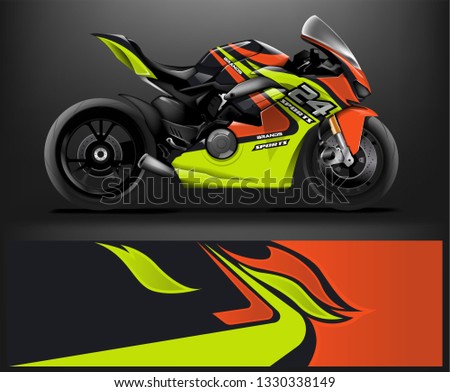 Racing motorcycle wrap design. ready print concept for vinyl wrap and motorcycle decal