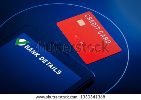 Tablet and plastic card. Consent to the transfer of bank data.