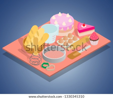 Tea day concept banner. Isometric banner of tea day vector concept for web, giftcard and postcard