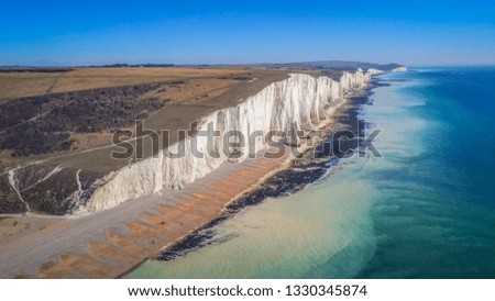 Famous Seven Sisters White Cliffs at the coast of Sussex England - travel photography