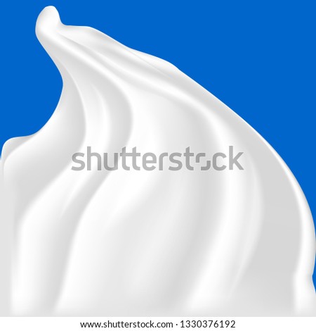 Cream curls. 3d realistic stabilized whipped cream. For package design. Vector illustration.