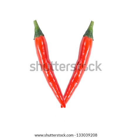 Chili composed of letters isolated on a white background