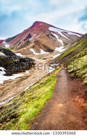 Beautiful colorful volcanic mountains Landmannalaugar as pure wilderness in Iceland
