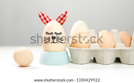 Funny easter background with egg bunny
