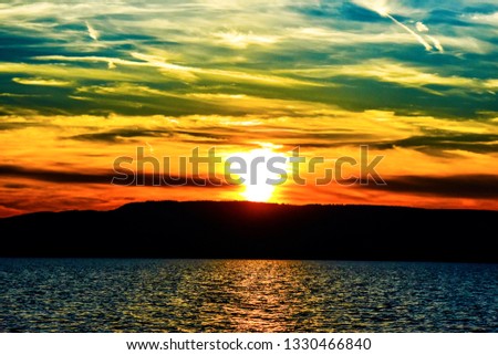 summer sunset Rainbow lake