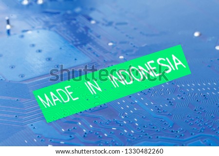 motherboard. There is an inscription made in Indonesia. macro photography there is toning.
