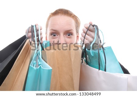 Excited shopping woman