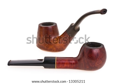 aging smoking pipe taken pictures on white background