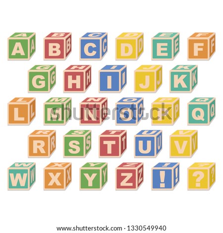 Alphabet Letter in Box. Vintage Baby Toys. Complete Design Color Set.
