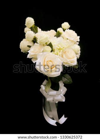 Luxury elegant classic pastel artificial flowers Bouquet Vintage flower on black background