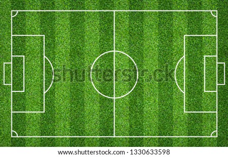 Football field or soccer field for background. Green lawn court for create sport game.